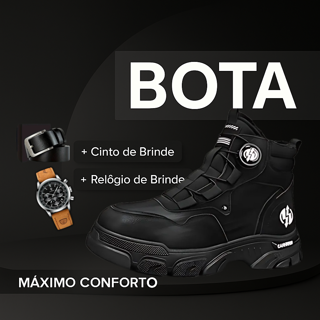Bota Masculina Ortopédica com Solado Antiderrapante + BRINDE: 1 Relógio e 1 Cinto