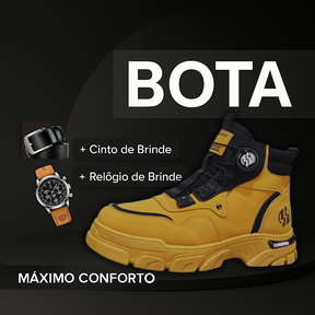 Bota Masculina Ortopédica com Solado Antiderrapante + BRINDE: 1 Relógio e 1 Cinto